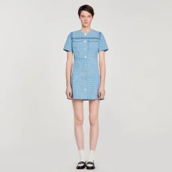 Mulheres Sandro Paris Vestido Curto De Tweed Com Botoes
