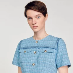 Mulheres Sandro Paris Vestido Curto De Tweed Com Botoes
