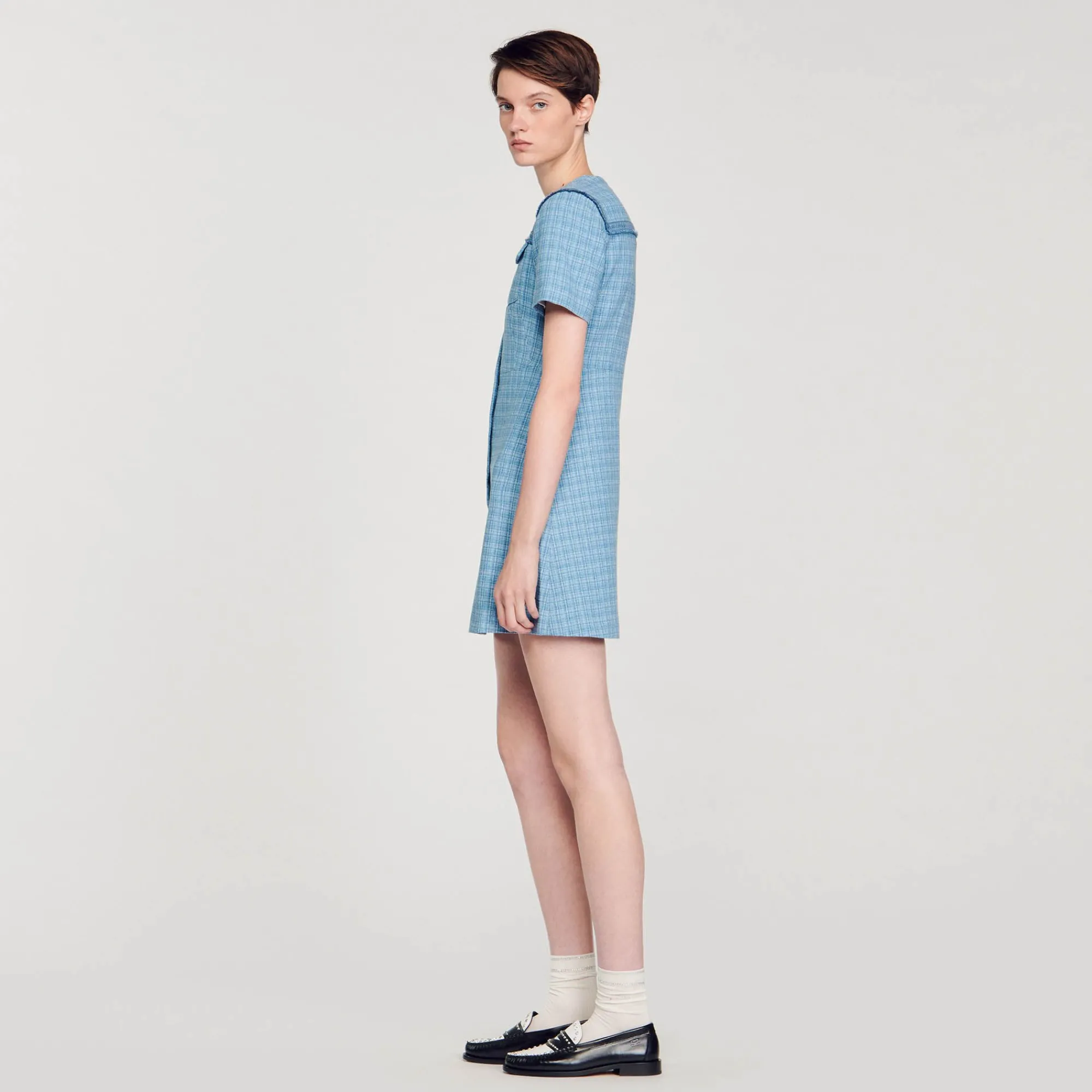 Mulheres Sandro Paris Vestido Curto De Tweed Com Botoes