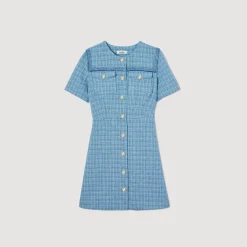 Mulheres Sandro Paris Vestido Curto De Tweed Com Botoes