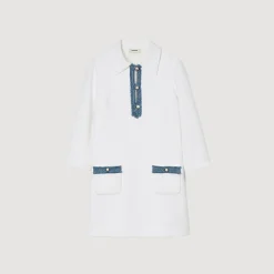 Mulheres Sandro Paris Vestido Curto De Tweed Manga Longa