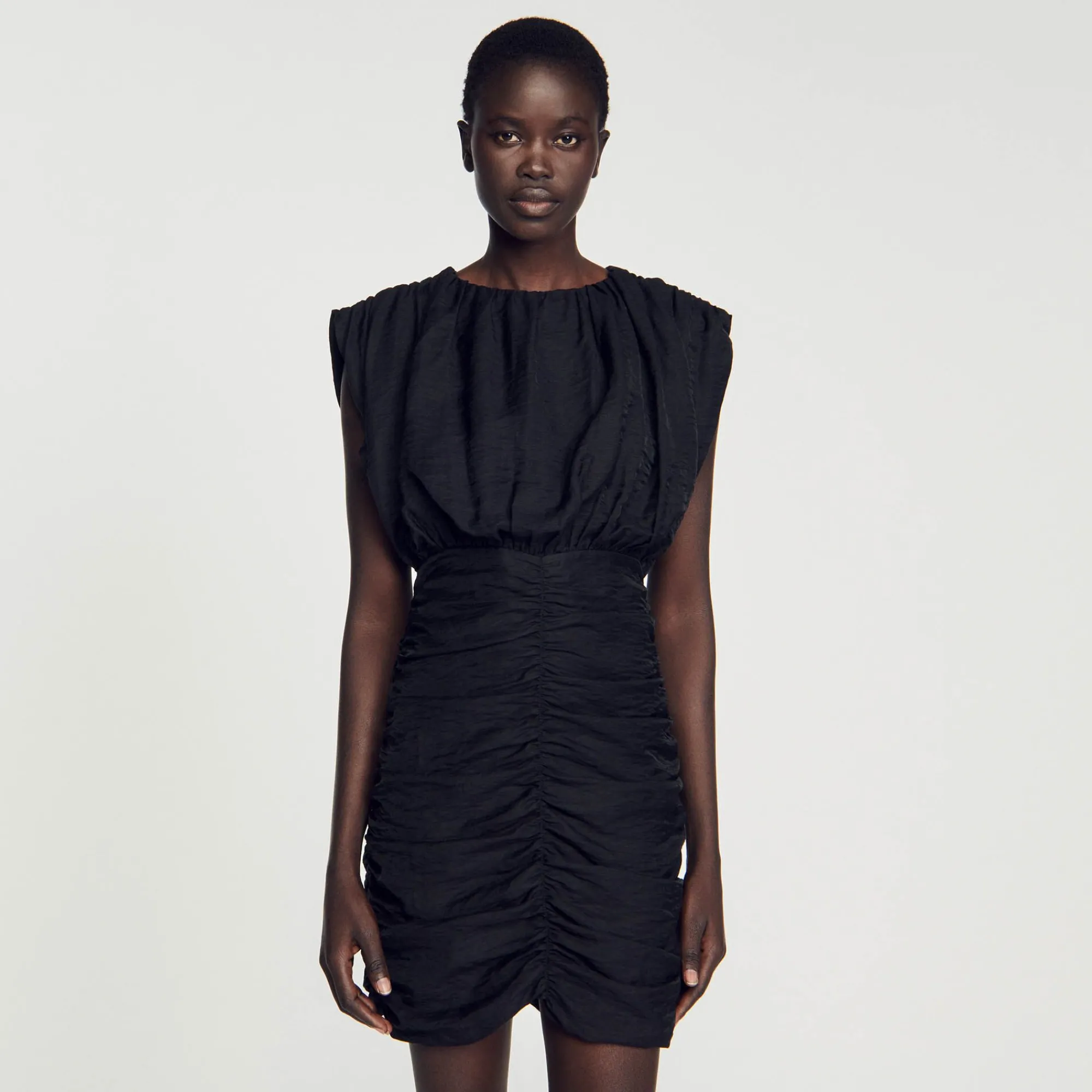 Mulheres Sandro Paris Vestido Curto Drapeado