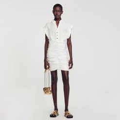 Mulheres Sandro Paris Vestido Curto Drapeado