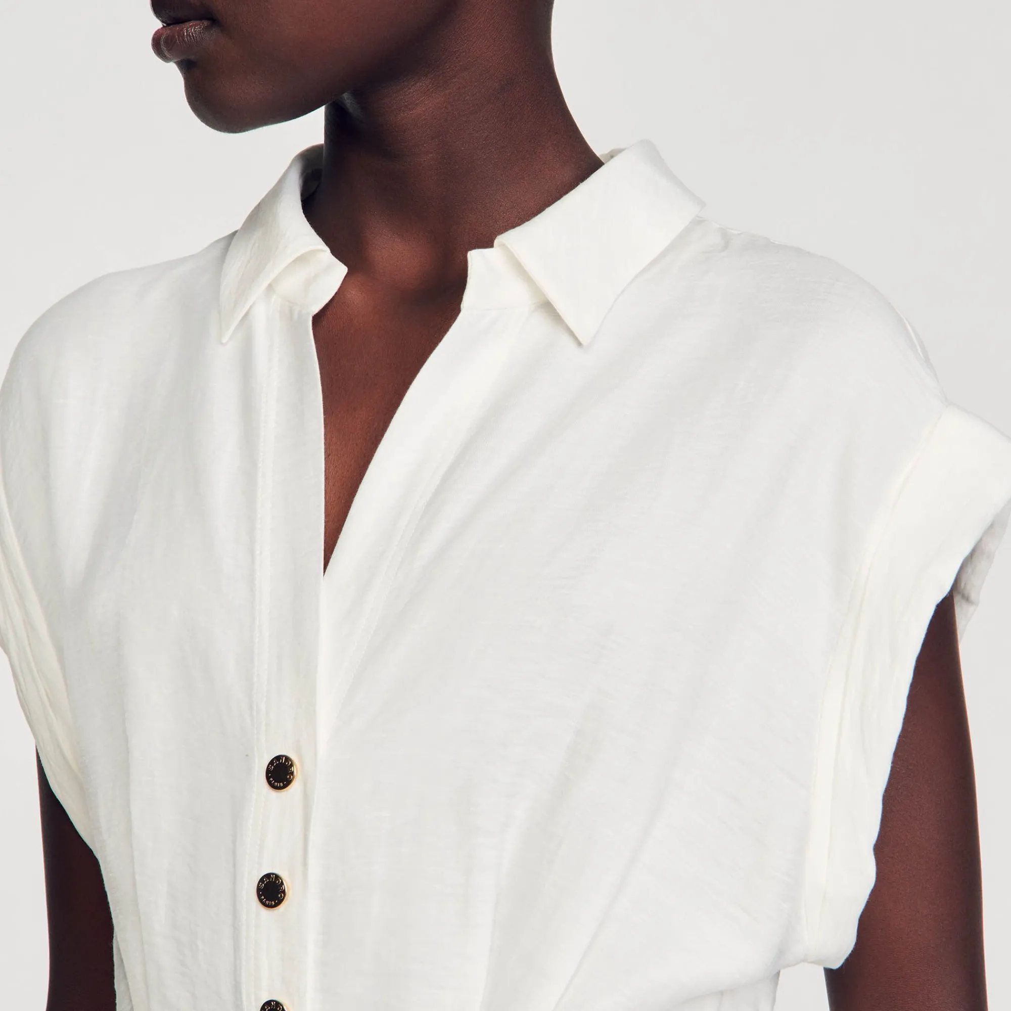 Mulheres Sandro Paris Vestido Curto Drapeado