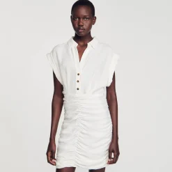 Mulheres Sandro Paris Vestido Curto Drapeado