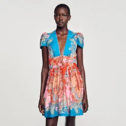 Mulheres Sandro Paris Vestido Curto Estampado