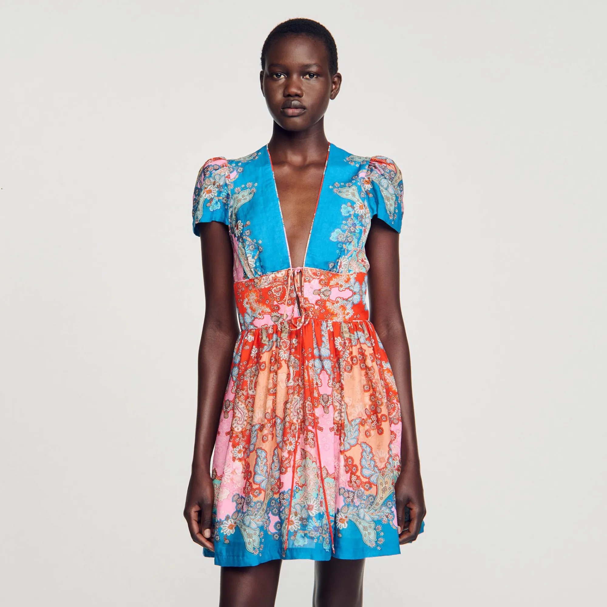 Mulheres Sandro Paris Vestido Curto Estampado