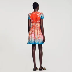 Mulheres Sandro Paris Vestido Curto Estampado