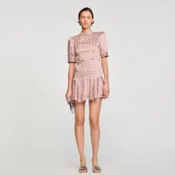 Mulheres Sandro Paris Vestido Curto Estampado