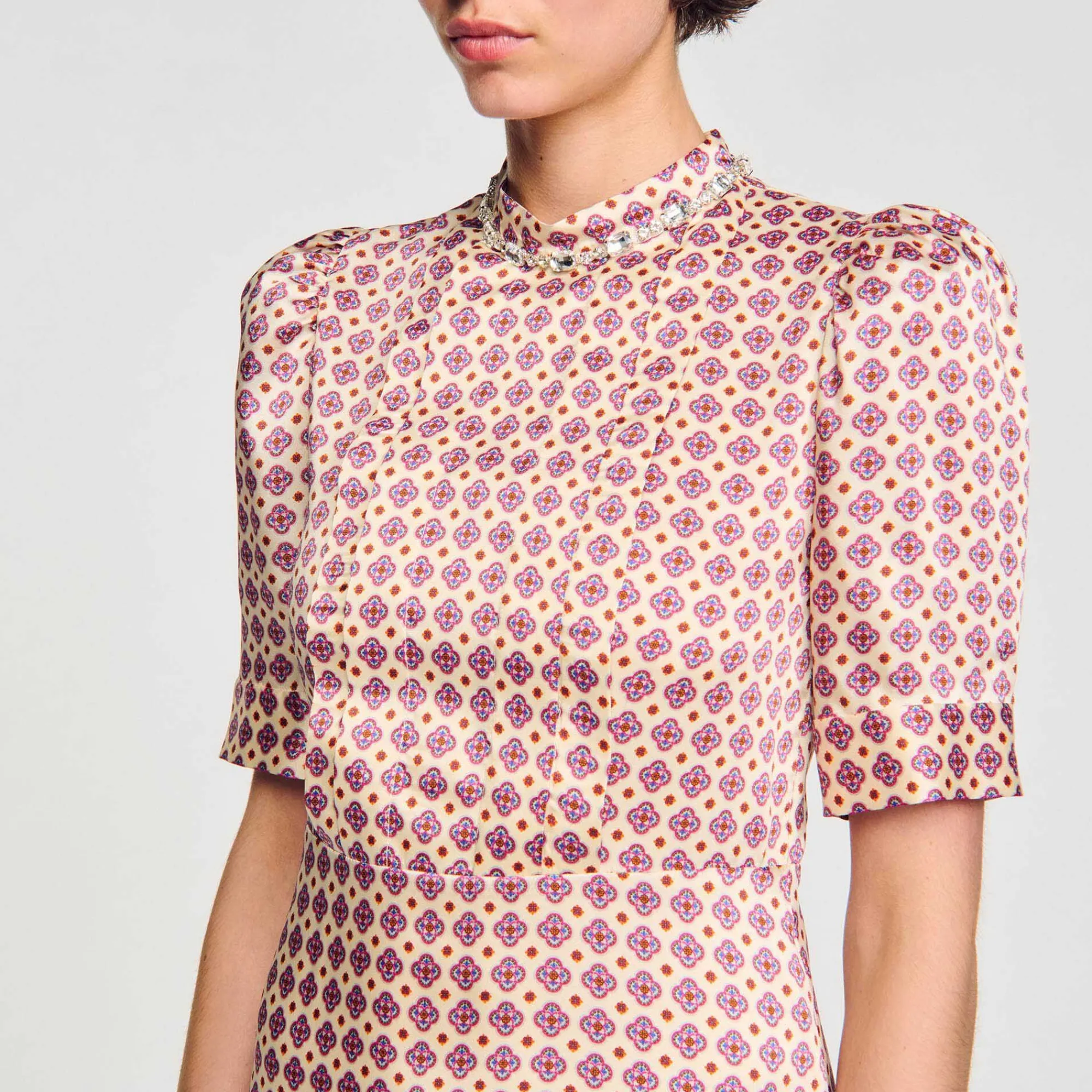 Mulheres Sandro Paris Vestido Curto Estampado