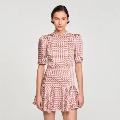 Mulheres Sandro Paris Vestido Curto Estampado