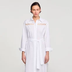 Mulheres Sandro Paris Vestido De Camisa Longa