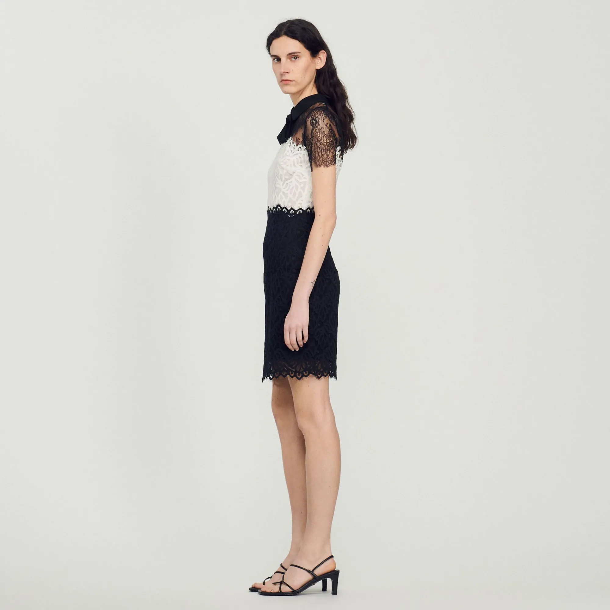 Mulheres Sandro Paris Vestido De Renda Bicolor