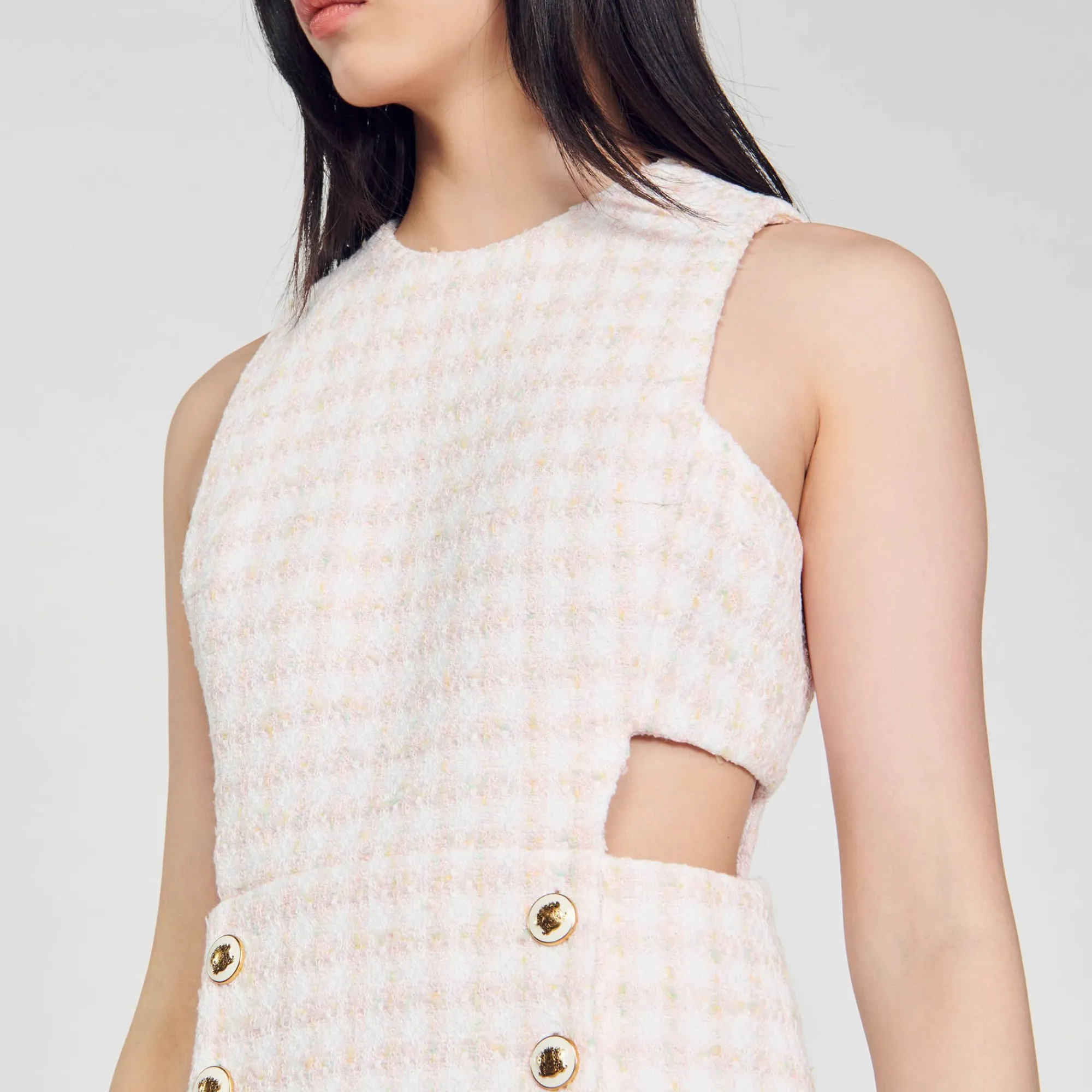 Mulheres Sandro Paris Vestido De Sarja Perfurado