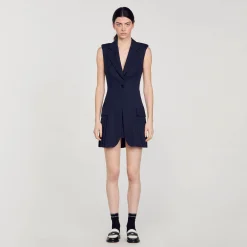 Mulheres Sandro Paris Vestido De Terno Curto Plissado