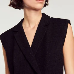 Mulheres Sandro Paris Vestido De Tweed Plissado