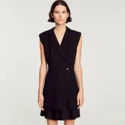 Mulheres Sandro Paris Vestido De Tweed Plissado