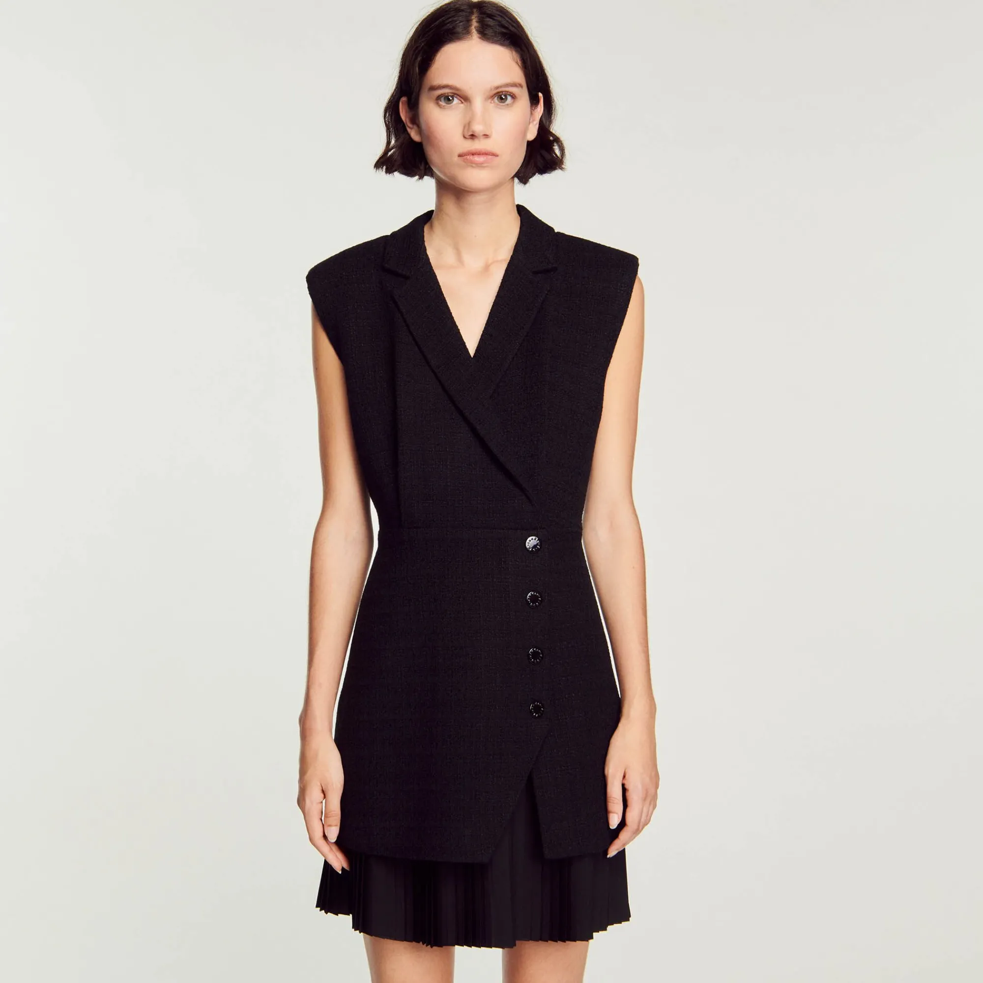 Mulheres Sandro Paris Vestido De Tweed Plissado