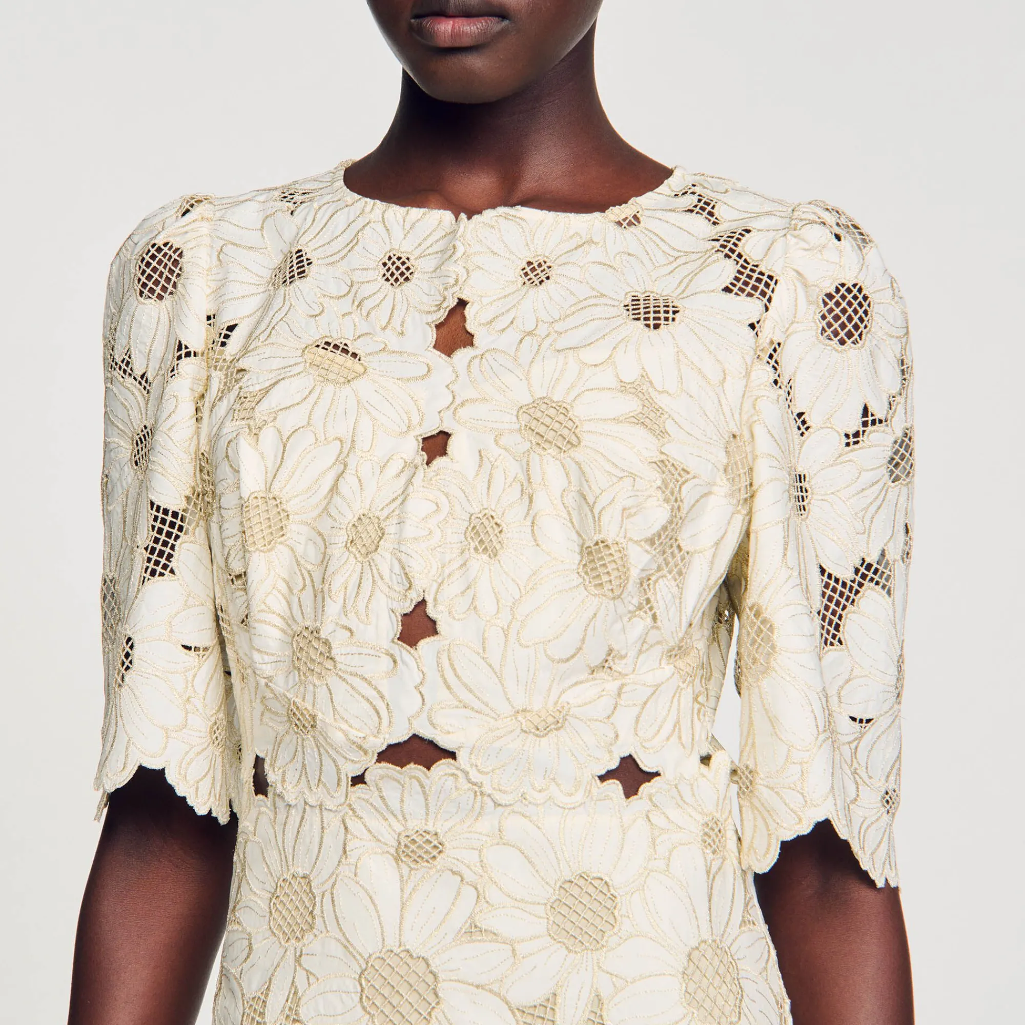 Mulheres Sandro Paris Vestido Longo Bordado