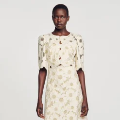 Mulheres Sandro Paris Vestido Longo Bordado