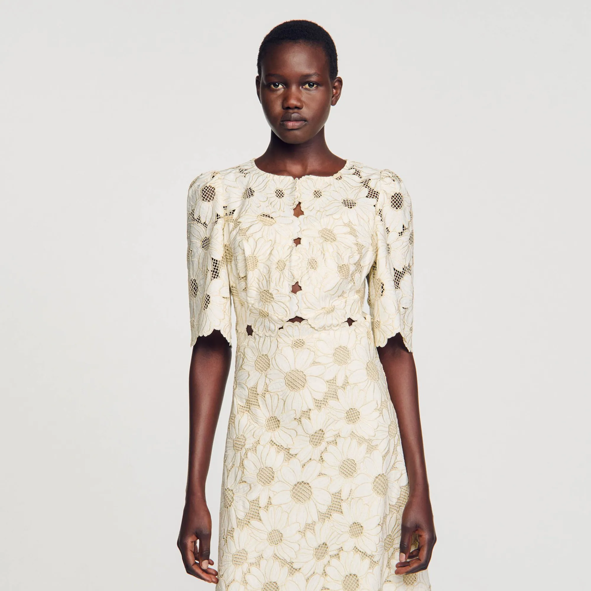 Mulheres Sandro Paris Vestido Longo Bordado