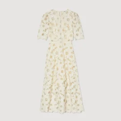 Mulheres Sandro Paris Vestido Longo Bordado