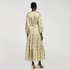 Mulheres Sandro Paris Vestido Longo Com Estampa De Lenco