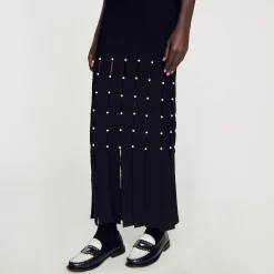 Mulheres Sandro Paris Vestido Longo Com Franjas