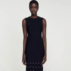 Mulheres Sandro Paris Vestido Longo Com Franjas