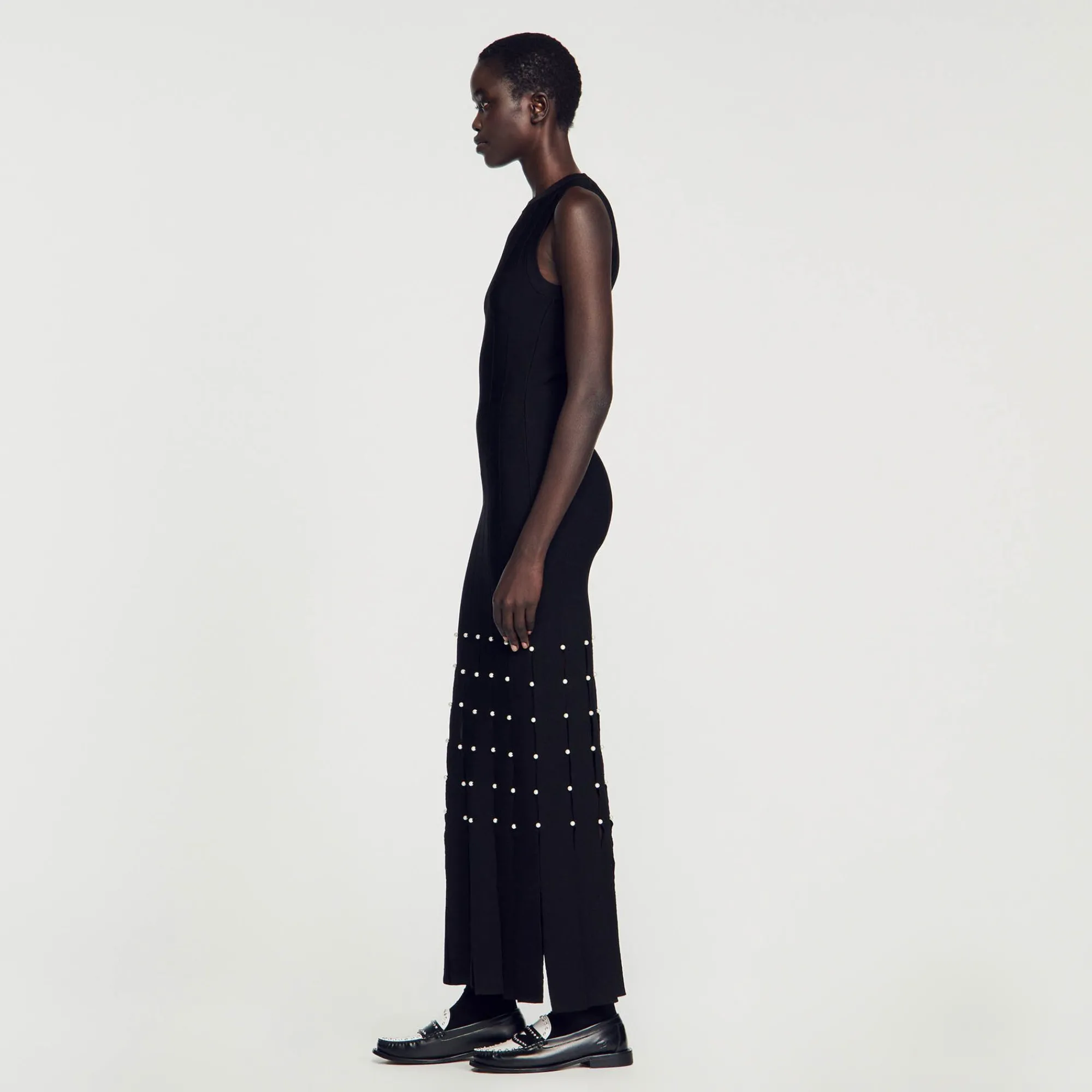 Mulheres Sandro Paris Vestido Longo Com Franjas