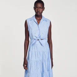 Mulheres Sandro Paris Vestido Longo Com No E Strass