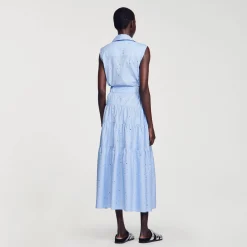 Mulheres Sandro Paris Vestido Longo Com No E Strass