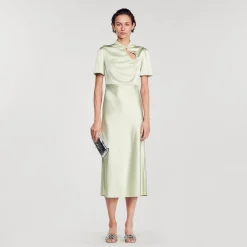 Mulheres Sandro Paris Vestido Longo De Cetim