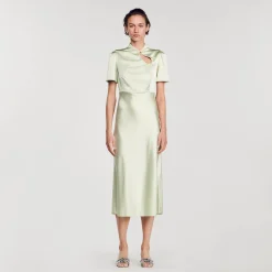 Mulheres Sandro Paris Vestido Longo De Cetim