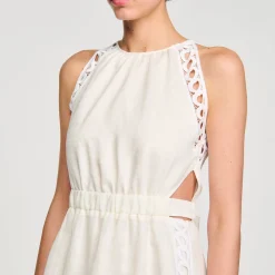 Mulheres Sandro Paris Vestido Longo De Linho