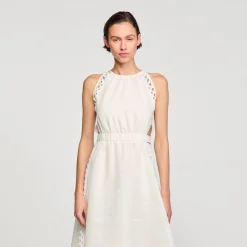 Mulheres Sandro Paris Vestido Longo De Linho