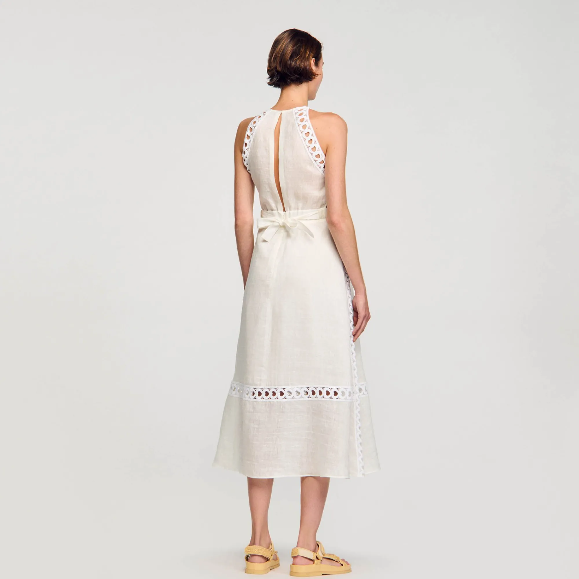 Mulheres Sandro Paris Vestido Longo De Linho