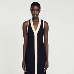 Mulheres Sandro Paris Vestido Longo De Malha