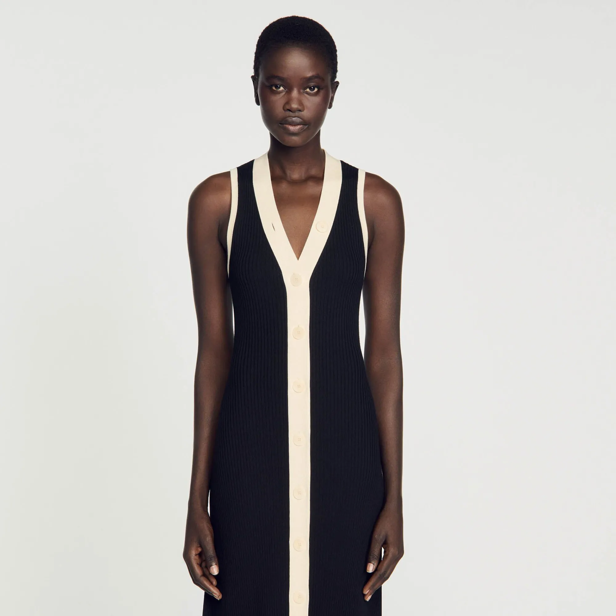 Mulheres Sandro Paris Vestido Longo De Malha