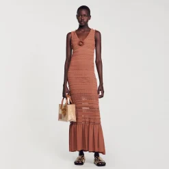 Mulheres Sandro Paris Vestido Longo De Malha