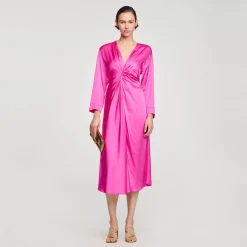 Mulheres Sandro Paris Vestido Longo Drapeado