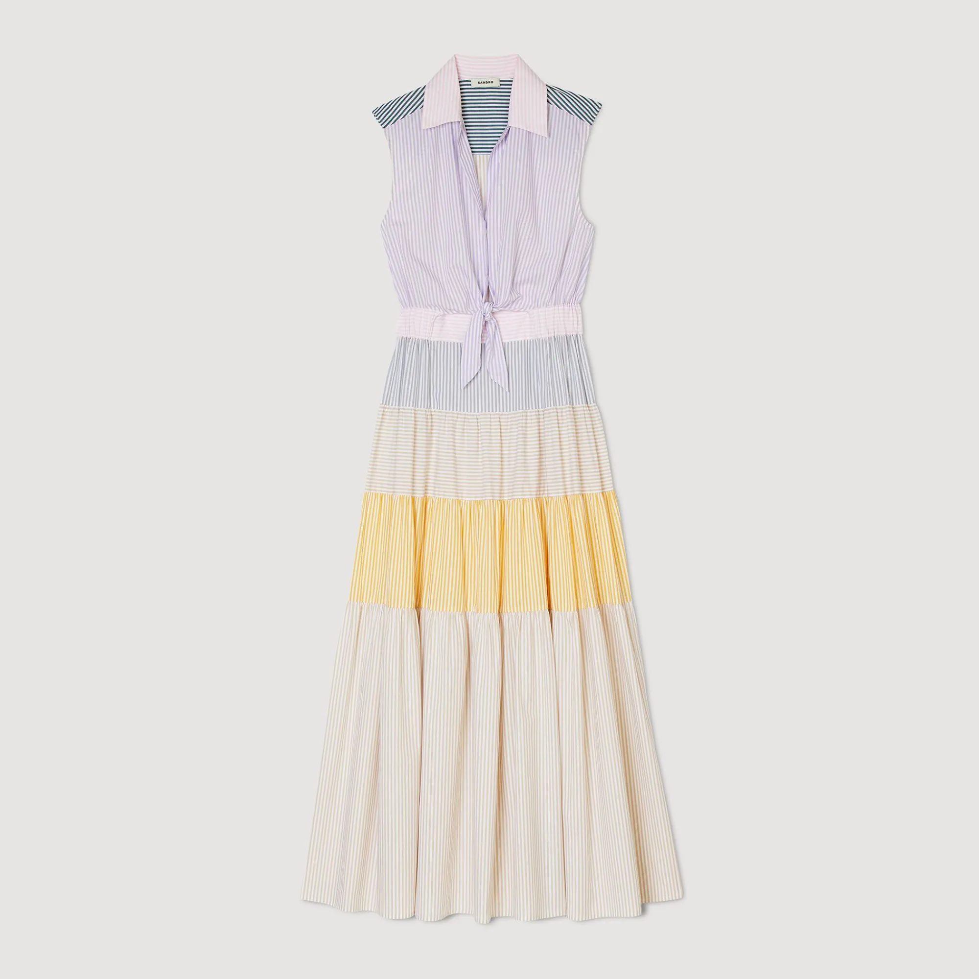 Mulheres Sandro Paris Vestido Longo Em Patchwork