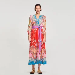 Mulheres Sandro Paris Vestido Longo Envolvente