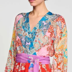 Mulheres Sandro Paris Vestido Longo Envolvente