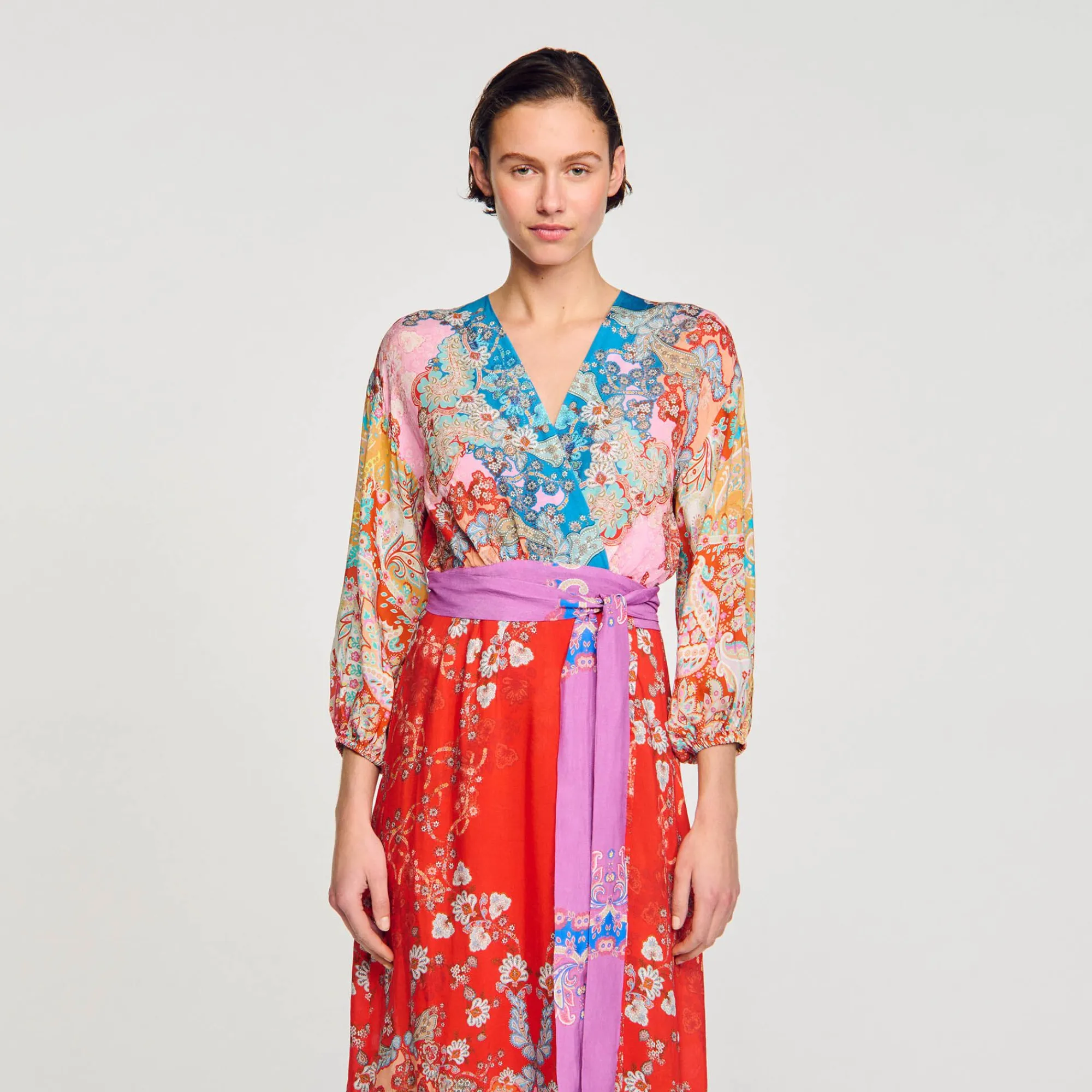 Mulheres Sandro Paris Vestido Longo Envolvente