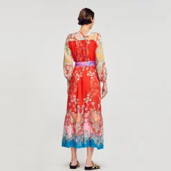 Mulheres Sandro Paris Vestido Longo Envolvente