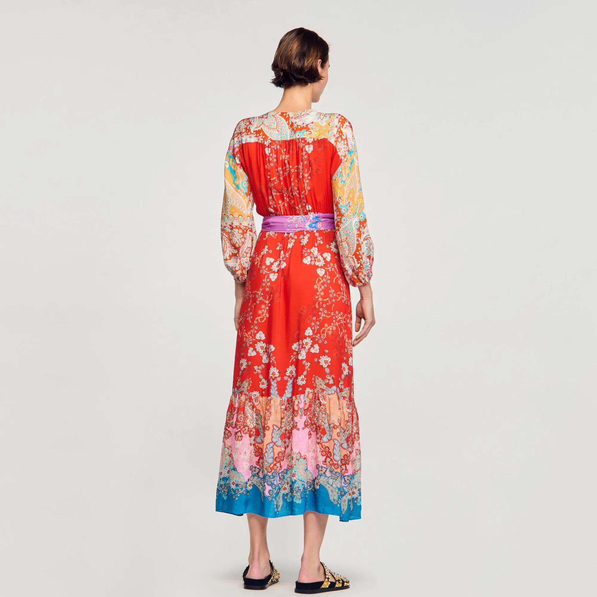 Mulheres Sandro Paris Vestido Longo Envolvente