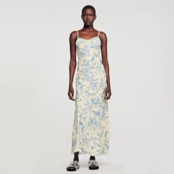 Mulheres Sandro Paris Vestido Longo Estampado