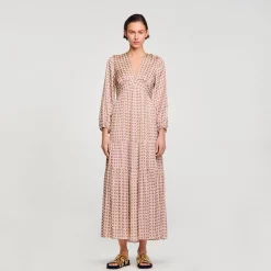 Mulheres Sandro Paris Vestido Longo Estampado