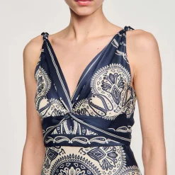 Mulheres Sandro Paris Vestido Longo Estampado